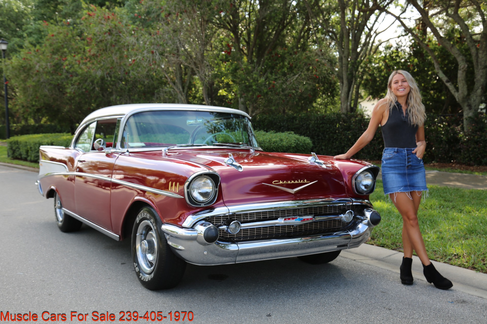 Used 1957 Chevrolet Belair 2 Dr V8 4 speed auto AC for sale Sold at Muscle Cars for Sale Inc. in Fort Myers FL 33912 3