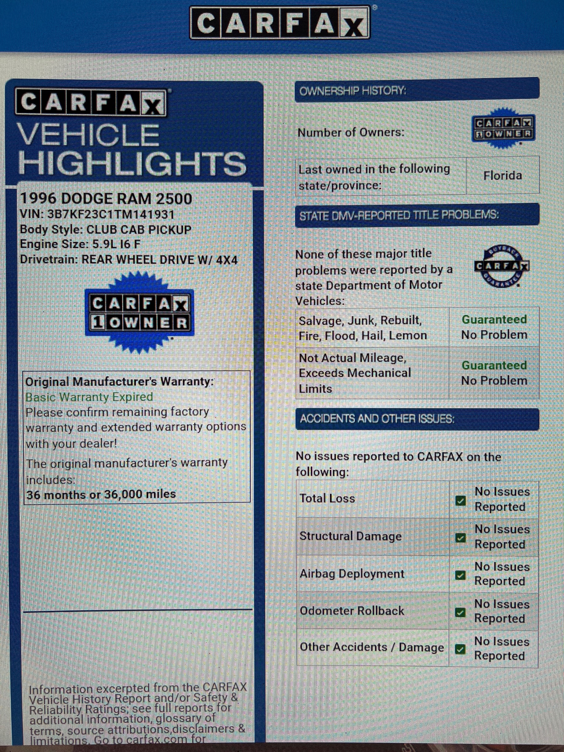 Used 1996 Dodge Ram Pickup 2500 Laramie SLT for sale Sold at Muscle Cars for Sale Inc. in Fort Myers FL 33912 3